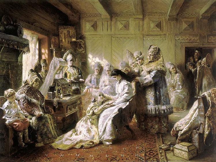 Konstantin Makovsky The Russian Bride Attire oil painting picture